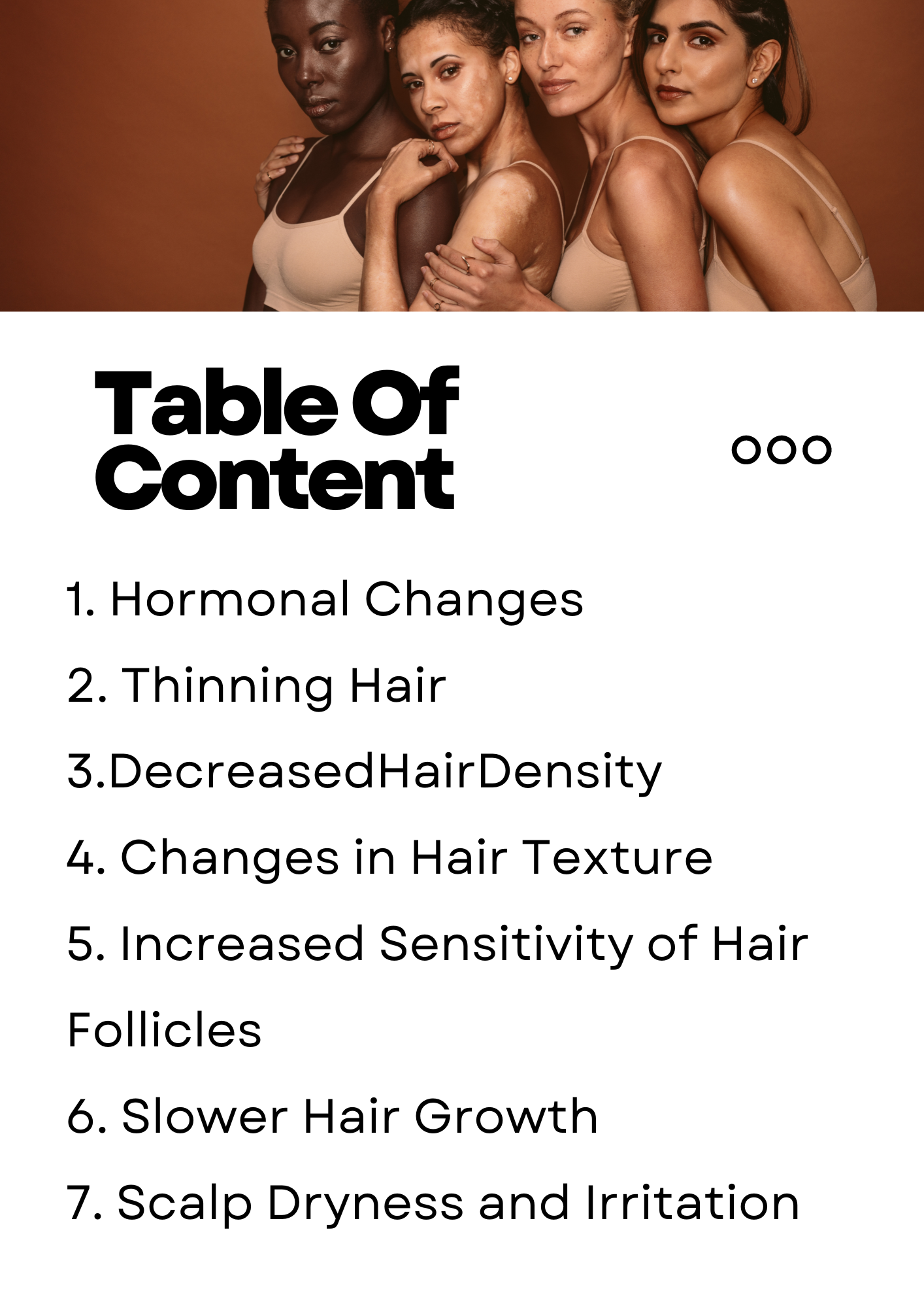 Diverse women with healthy hair representing hair care for menopause and related hair changes