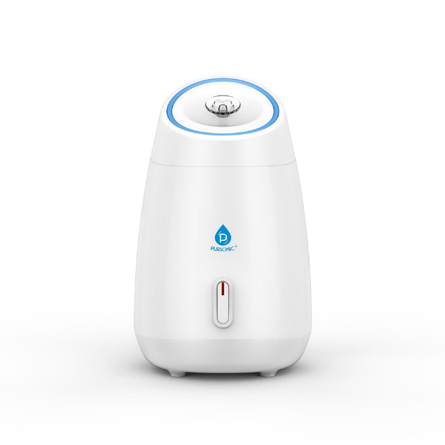 DC-PURSONIC white home spa skincare device with blue light ring and control button