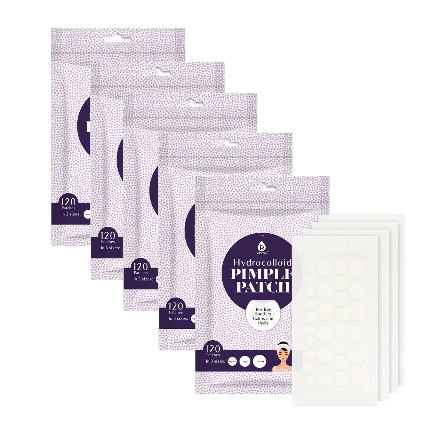 DC-PURSONIC Hydrocolloid Pimple Patch pack with 120 patches shown as the best pimple patch for menopause