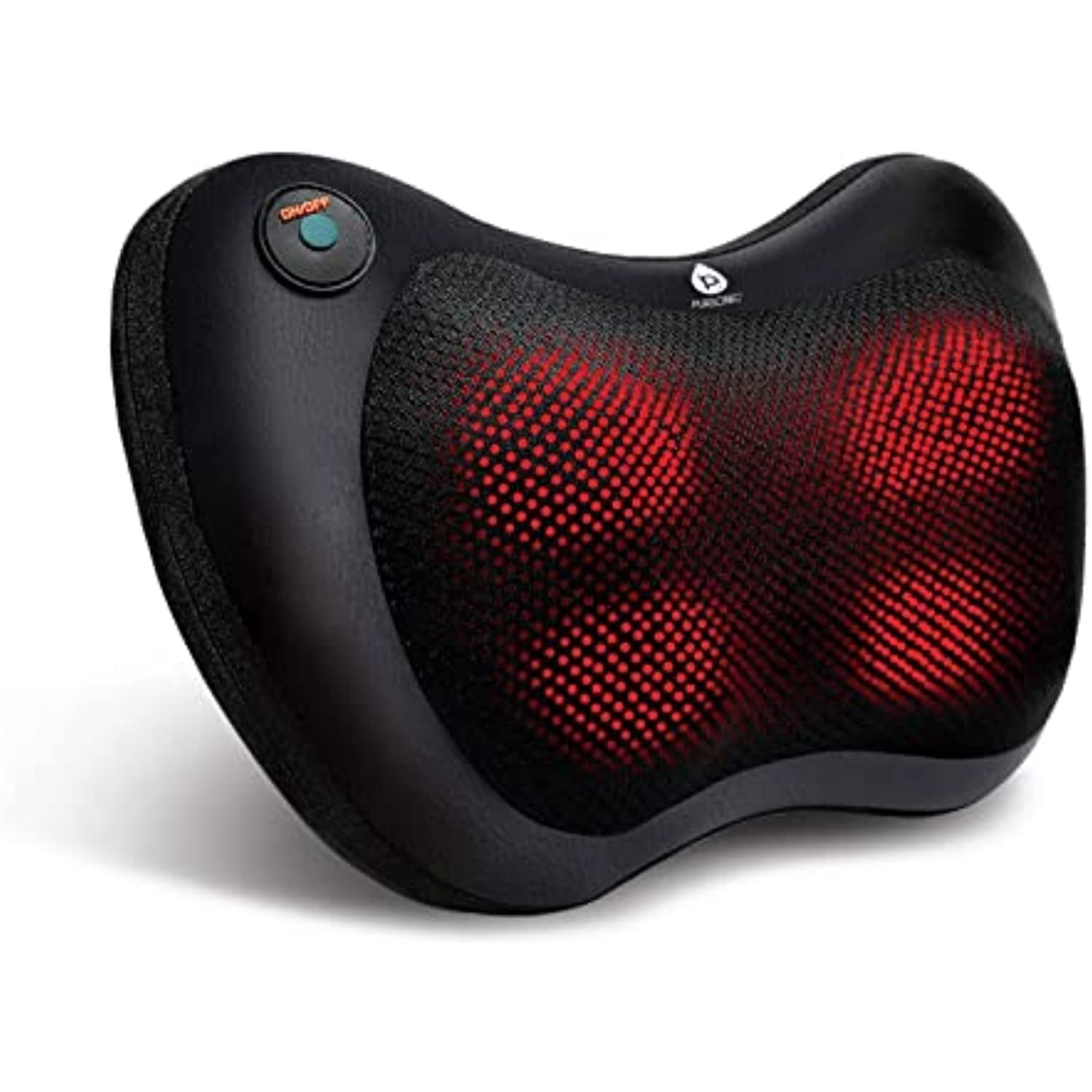 DC-PURSONIC shiatsu neck and back massager with red heated nodes and black mesh cover