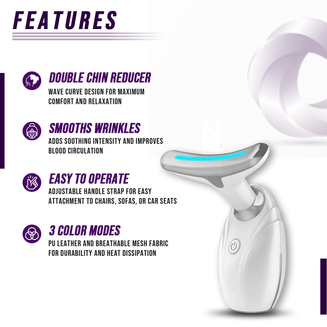 DC-eterus LED therapy device for skin tightening with double chin reducer and 3 color modes