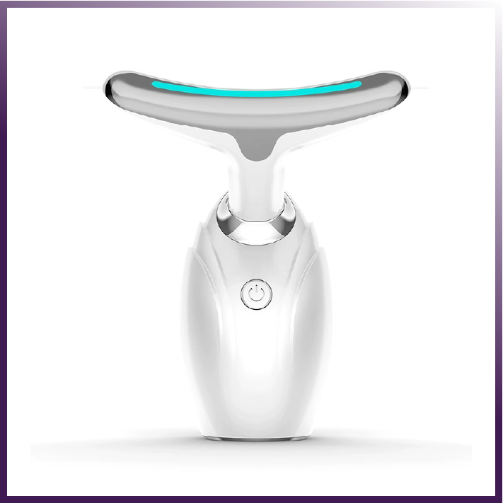 DC-eterus LED therapy device for skin tightening with sleek white design and power button