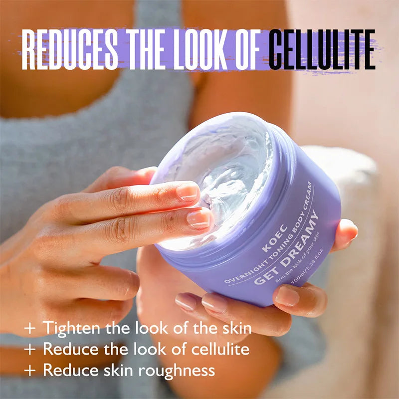 MenoMode firming skin cream for menopause in purple jar reducing the look of cellulite and tightening skin