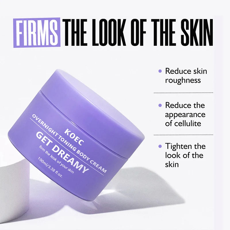 MenoMode firming skin cream for menopause in purple jar with benefits to reduce roughness and cellulite