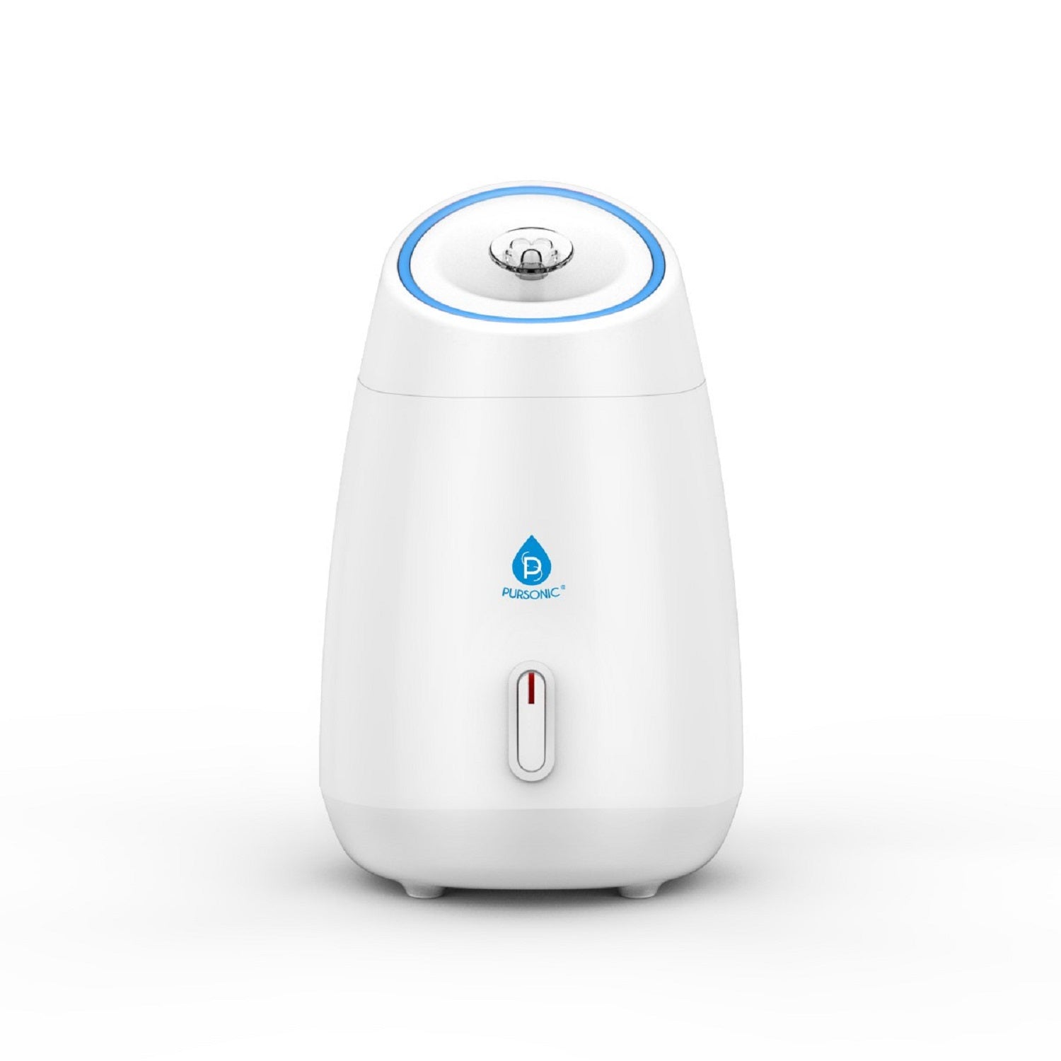 DC-PURSONIC white home spa skincare device with blue light ring and control button