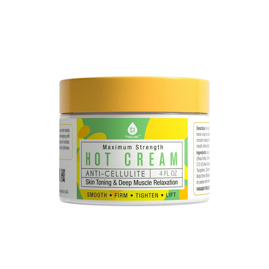 DC-PURSONIC Maximum Strength Hot Cream anti-cellulite 4 oz jar perimenopause skincare solution for skin toning and muscle relaxation