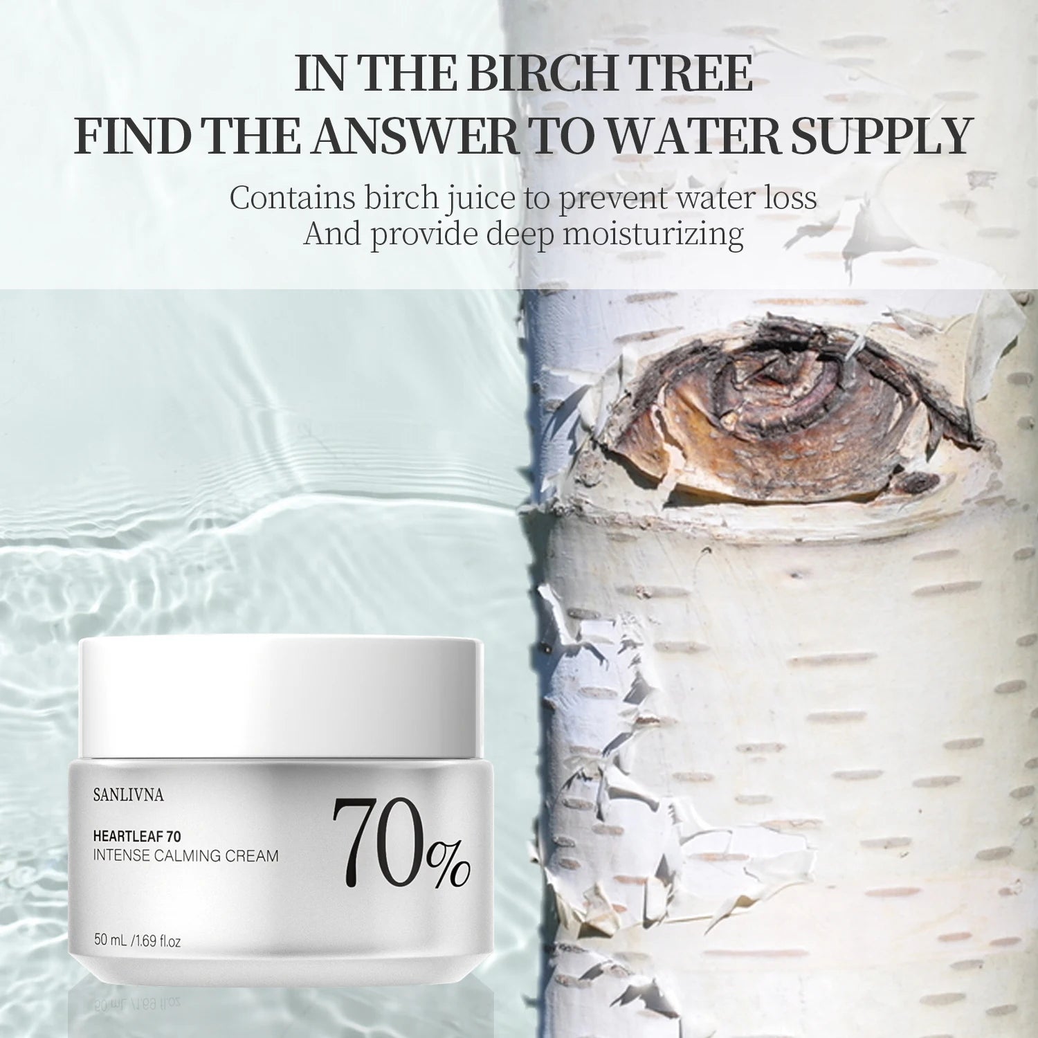 MenoMode menopause skincare essentials featuring Sanlivna Heartleaf 70 Intense Calming Cream with birch juice for deep moisturizing